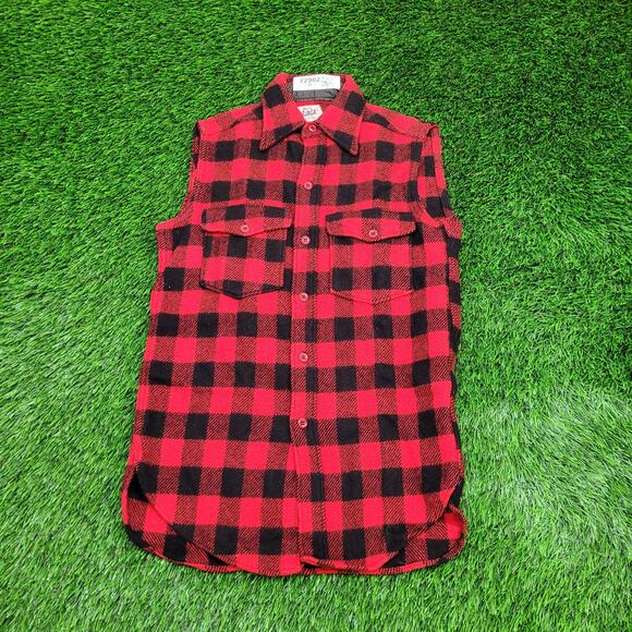 Vintage Woolrich Cutt-off Shirt Small 18x27 Buffalo Plaid - Picture 1 of 10